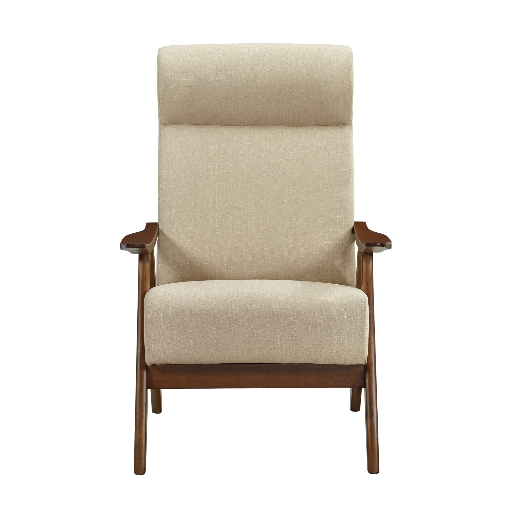 Modern Accent Chair 1Pc Light Brown High Back Chair Cushion Seat And Back Walnut Finish Solid Wood Living Room Furniture Light Brown Primary Living Space Modern,Traditional Rubberwood Solid Wood