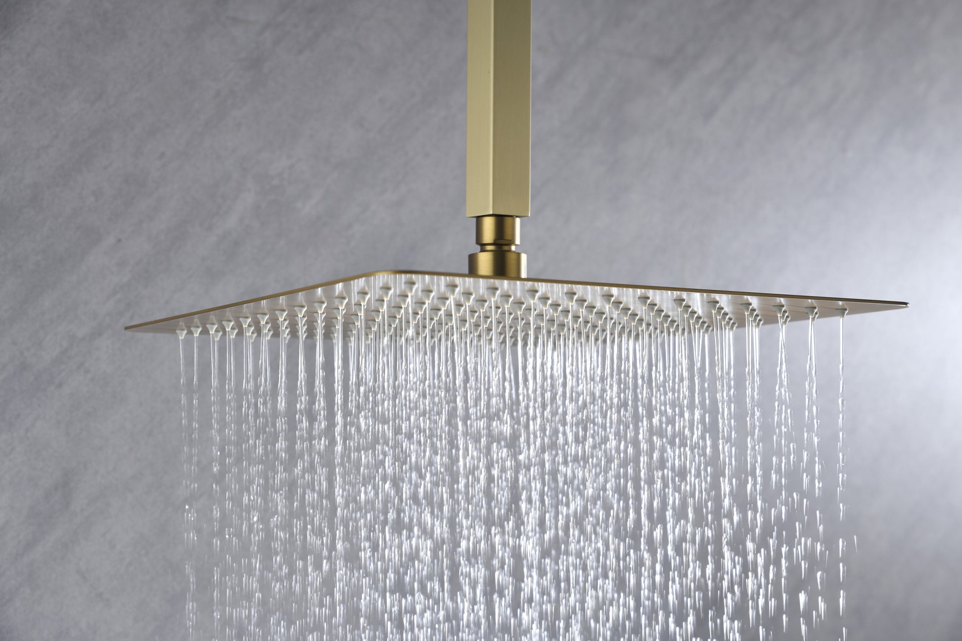 Rain Shower Head High Pressure Rainfall Showerhead Water Saving Brushed Gold Bathroom Stainless Steel