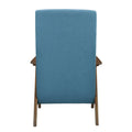 Modern Accent Chair 1Pc Blue High Back Chair Cushion Seat And Back Walnut Finish Solid Wood Living Room Furniture Blue Primary Living Space Modern,Traditional Rubberwood Solid Wood