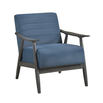Casual Transitional Accent Chair 1Pc Blue Fabric Upholstery Dark Gray Frame Solid Wood Living Room Furniture Blue Casual,Transitional Solid Wood