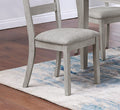 Classic Simple Rustic Gray Finish 7Pc Dining Set Kitchen Dinette Wooden Top Table And Chairs Cushions Seats Ladder Back Chair Dining Room Gray Wood Dining Room Rectangular Dining Table With Chair Upholstered Chair Wood Gray Ladder Back Seats 6 60 Inches