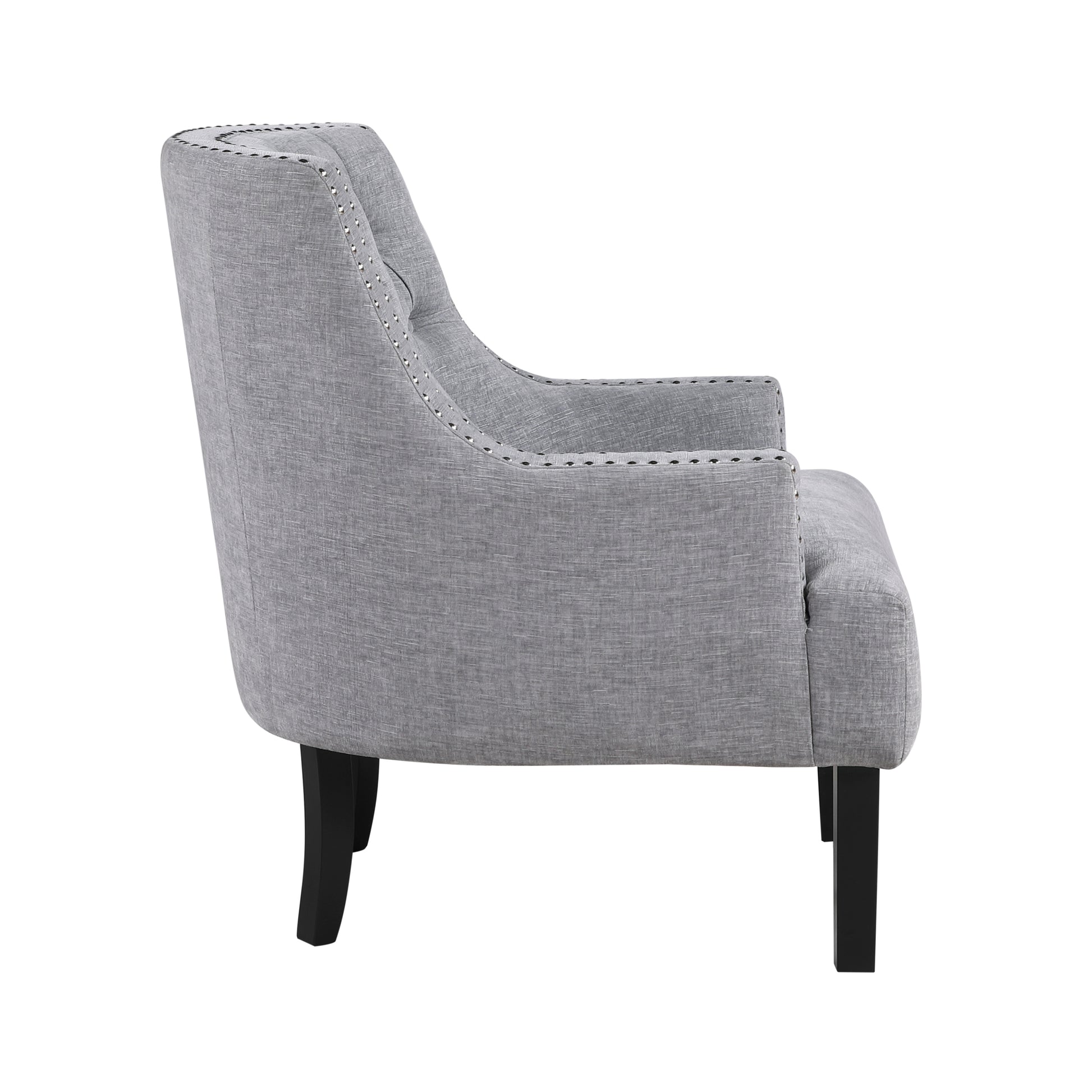 Modern Traditional Accent Chair Gray Chenille Upholstery Button Tufted Solid Wood 1Pc Living Room Furniture Gray Primary Living Space Modern,Traditional Solid Wood
