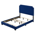 Blue Queen Panel Bed With Scooped Headboard Box Spring Required Queen Blue Wood Bedroom Panel Velvet Velvet