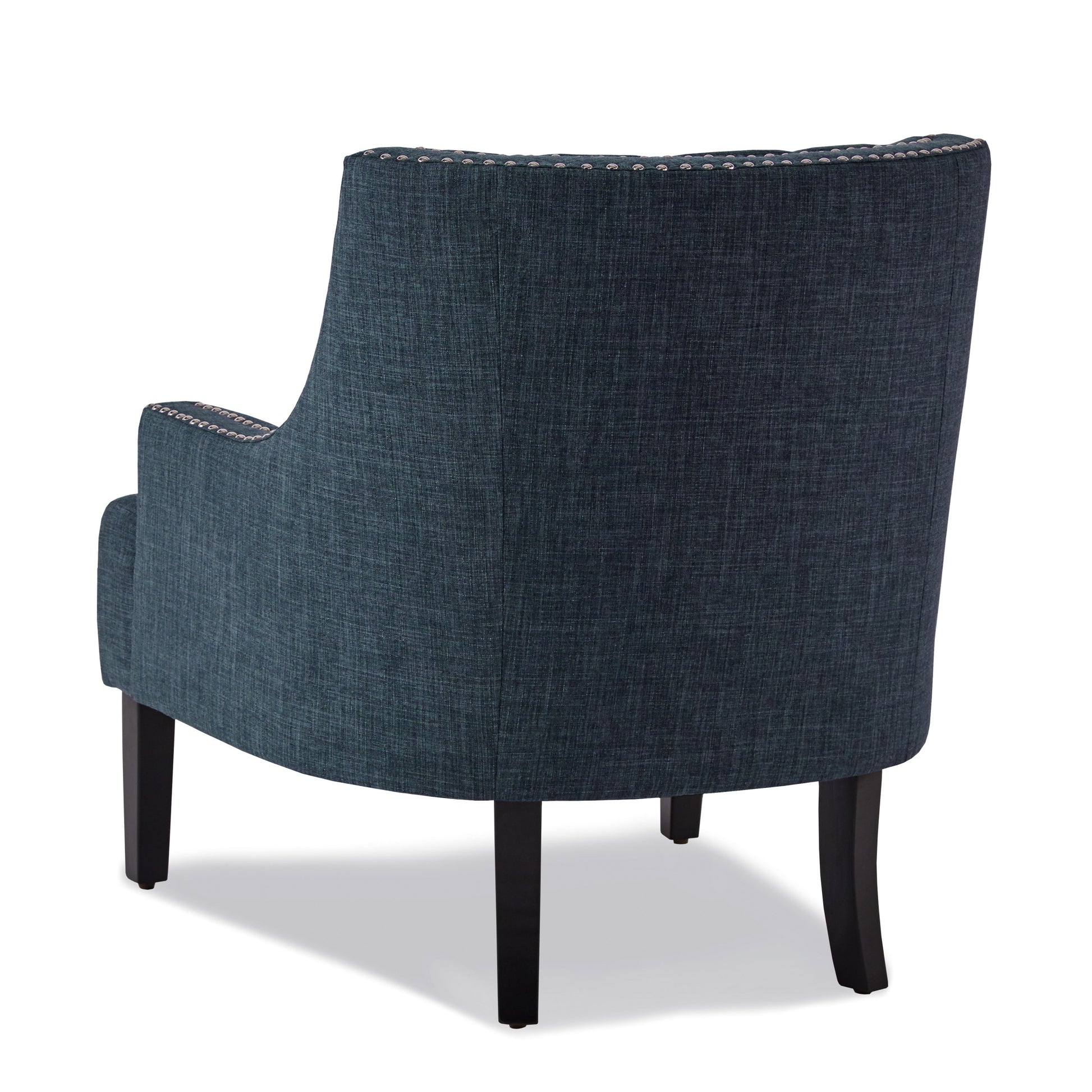 Modern Traditional Accent Chair Button Tufted Bluetextured Fabric Upholstery Solid Wood 1Pc Living Room Furniture Indigo Primary Living Space Modern,Traditional Solid Wood