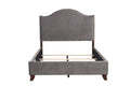 Modern Traditional Bedroom Gray Velvet Upholstered Queen Bed Camelback Headboard Trim Solid Wood Furniture 1Pc Panel Bed Box Spring Required Queen Gray Wood Bedroom Modern,Traditional Panel Velvet Solid Wood