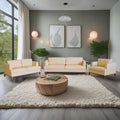 Aspen Cream Top Grain Leather Sofa Cream Wood Leather 3 Seat