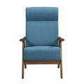 Modern Accent Chair 1Pc Blue High Back Chair Cushion Seat And Back Walnut Finish Solid Wood Living Room Furniture Blue Primary Living Space Modern,Traditional Rubberwood Solid Wood