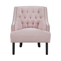 Modern Traditional Accent Chair Pink Chenille Upholstery Button Tufted Solid Wood 1Pc Living Room Furniture Pink Primary Living Space Modern,Traditional Solid Wood