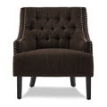 Modern Traditional Accent Chair Button Tufted Chocolate Hued Textured Fabric Upholstery Solid Wood 1Pc Living Room Furniture Chocolate Primary Living Space Modern,Traditional Solid Wood