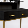 Makeup Vanity Table, Adjustable Led Lit Mirror, Upholstered Stool In Black Black 3 Drawers Glam Black Engineered Wood