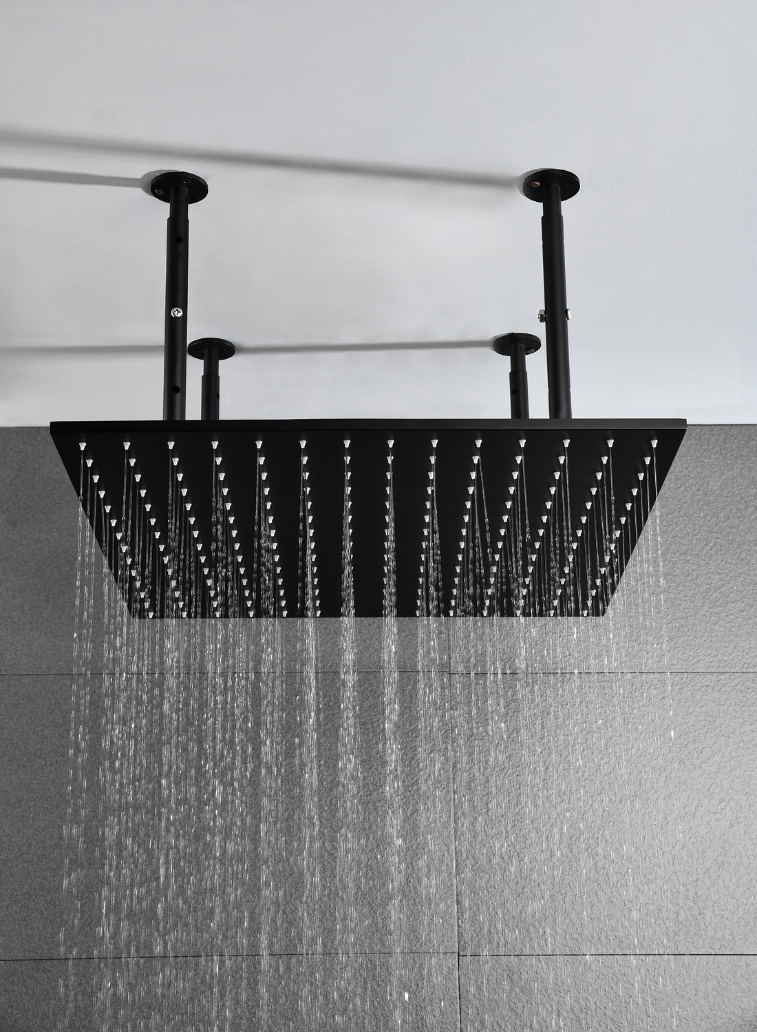 20"X20" Shower Head Stainless Steel Bathroom Showerhead Ceiling Mount Without Led Matte Black Stainless Steel