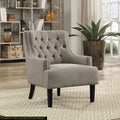 Modern Traditional Accent Chair Button Tufted Taupe Fabric Upholstery Solid Wood 1Pc Living Room Furniture Taupe Primary Living Space Modern,Traditional Solid Wood