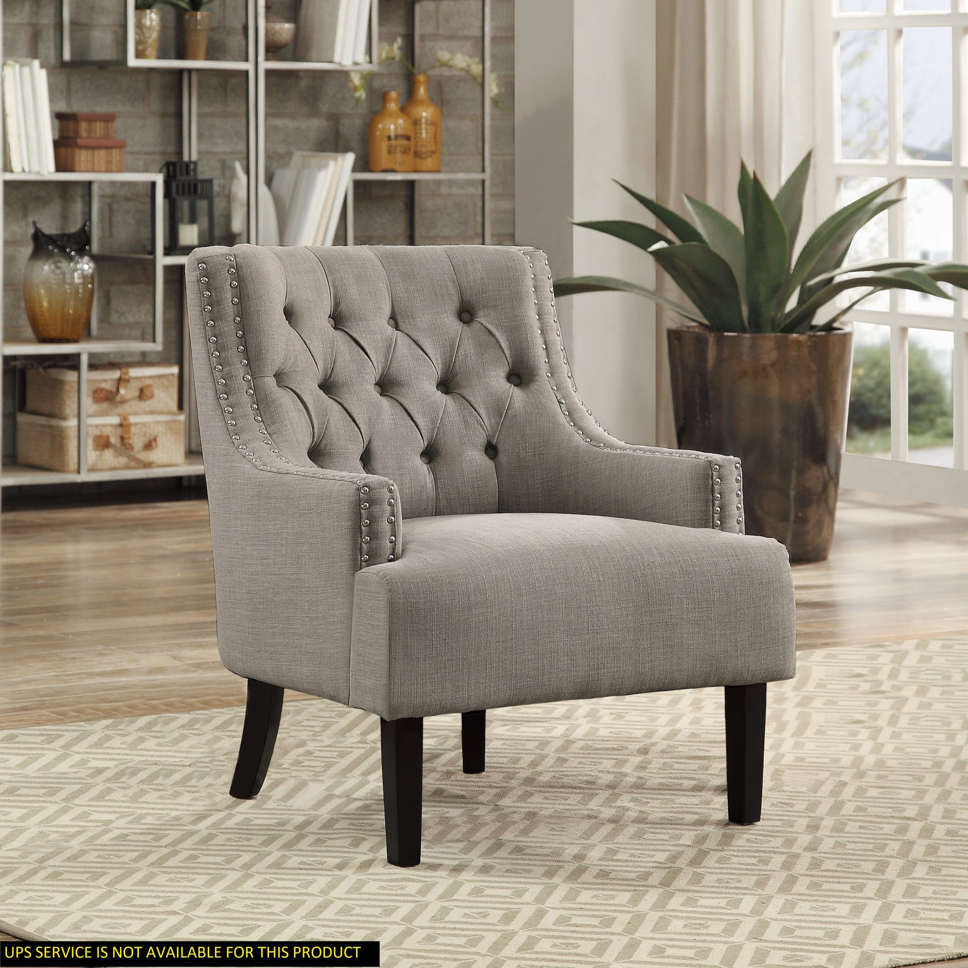 Modern Traditional Accent Chair Button Tufted Taupe Fabric Upholstery Solid Wood 1Pc Living Room Furniture Taupe Primary Living Space Modern,Traditional Solid Wood
