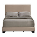 Beige Queen Panel Bed With Trim Box Spring Required Queen Beige Wood Bedroom Panel Wood Fabric