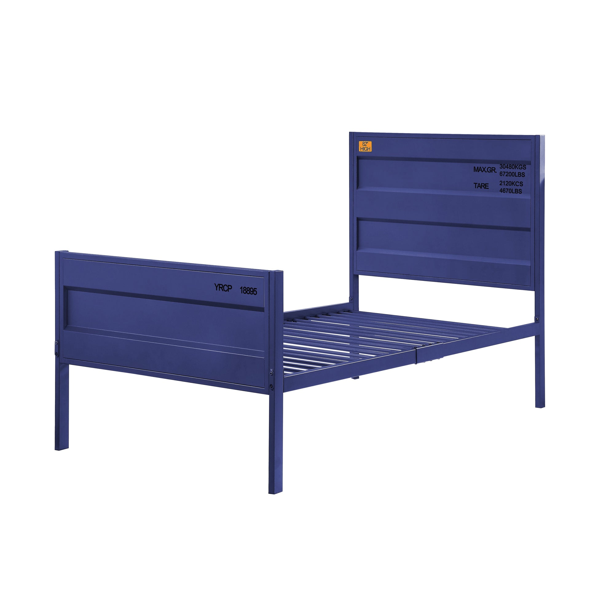 Blue Twin Platform Bed Box Spring Not Required Twin Blue Iron Bedroom Bed Frame Metal