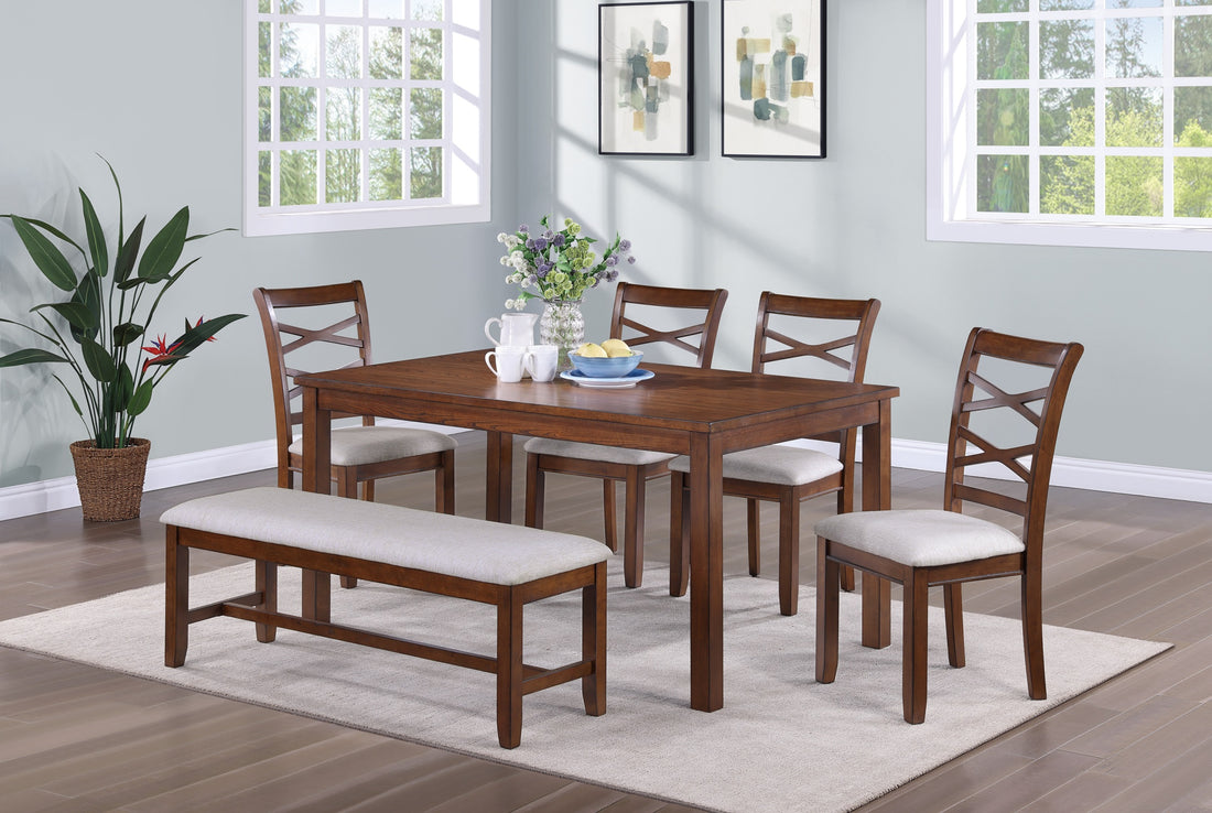 Dining Room Furniture Modern 6Pcs Set Dining Table 4X Side Chairs And A Bench Solidwood Unique Design Back Chair Wood Color Wood Dining Room Bench Seating Birch Rectangular Dining Table With Chair And Bench Wood Wood Wood Seats 6 60 Inches