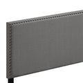 Light Grey Queen Panel Bed With Trim Box Spring Required Queen Light Grey Wood Bedroom Panel Wood Fabric