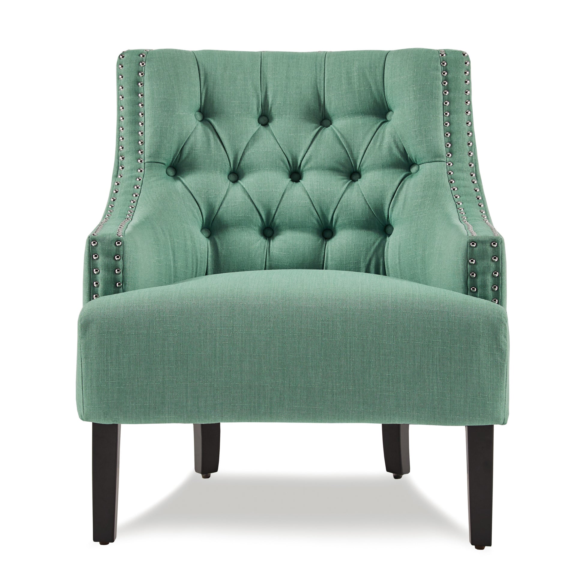 Modern Traditional Accent Chair Button Tufted Teal Textured Fabric Upholstery Solid Wood 1Pc Living Room Furniture Teal Primary Living Space Modern,Traditional Solid Wood