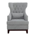 Button Tufted Wing Back Accent Chair 1Pc Light Gray Fabric Upholstered Pillow Solid Wood Traditional Living Room Furniture Light Gray Primary Living Space Luxury,Traditional Solid Wood