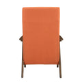 Modern Accent Chair 1Pc Orange Fabric Upholstered High Back Chair Cushion Seat And Back Walnut Finish Solid Wood Living Room Furniture Orange Primary Living Space Modern,Traditional Rubberwood Solid Wood