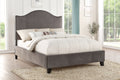 Modern Traditional Bedroom Gray Velvet Upholstered Queen Bed Camelback Headboard Trim Solid Wood Furniture 1Pc Panel Bed Box Spring Required Queen Gray Wood Bedroom Modern,Traditional Panel Velvet Solid Wood