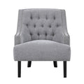 Modern Traditional Accent Chair Gray Chenille Upholstery Button Tufted Solid Wood 1Pc Living Room Furniture Gray Primary Living Space Modern,Traditional Solid Wood