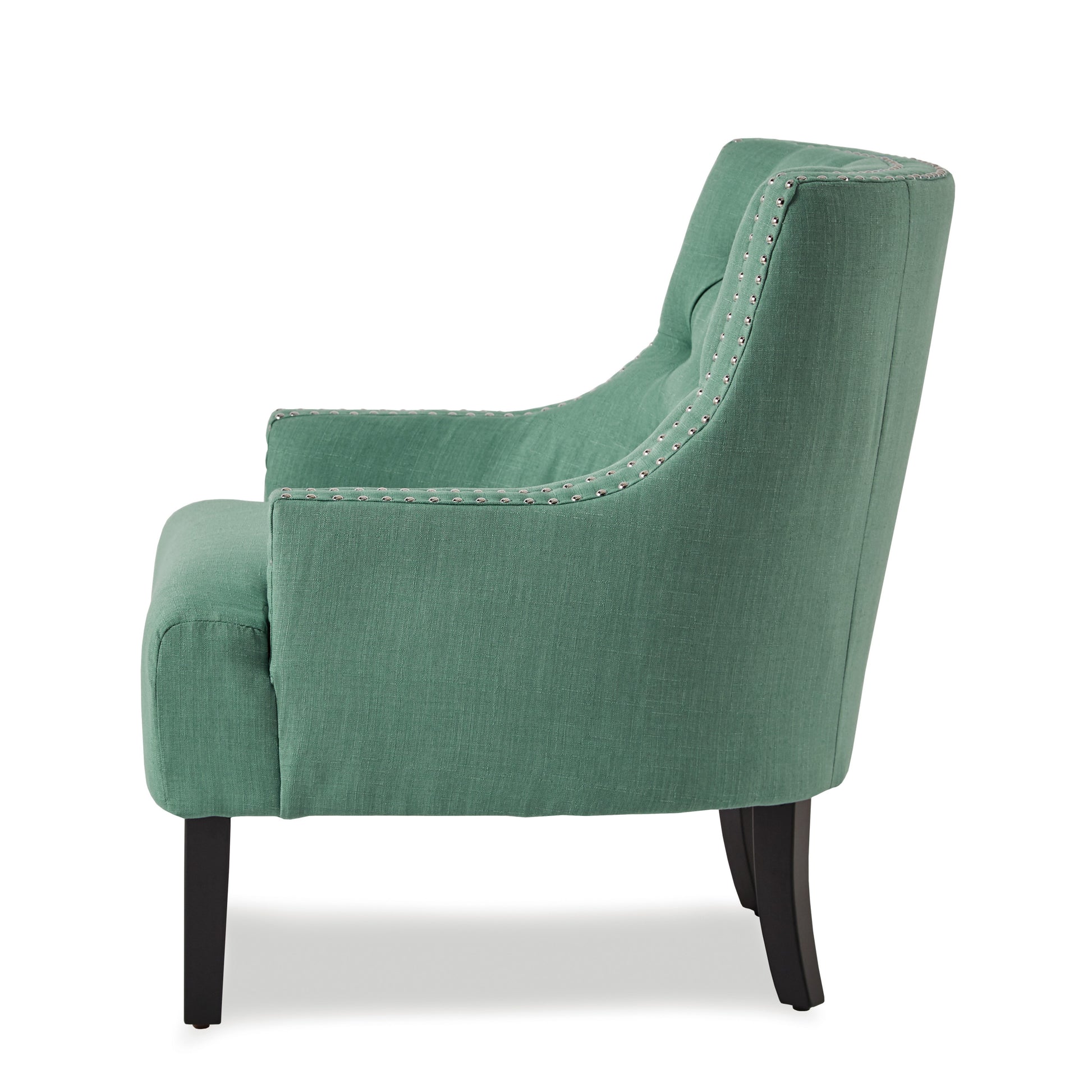 Modern Traditional Accent Chair Button Tufted Teal Textured Fabric Upholstery Solid Wood 1Pc Living Room Furniture Teal Primary Living Space Modern,Traditional Solid Wood