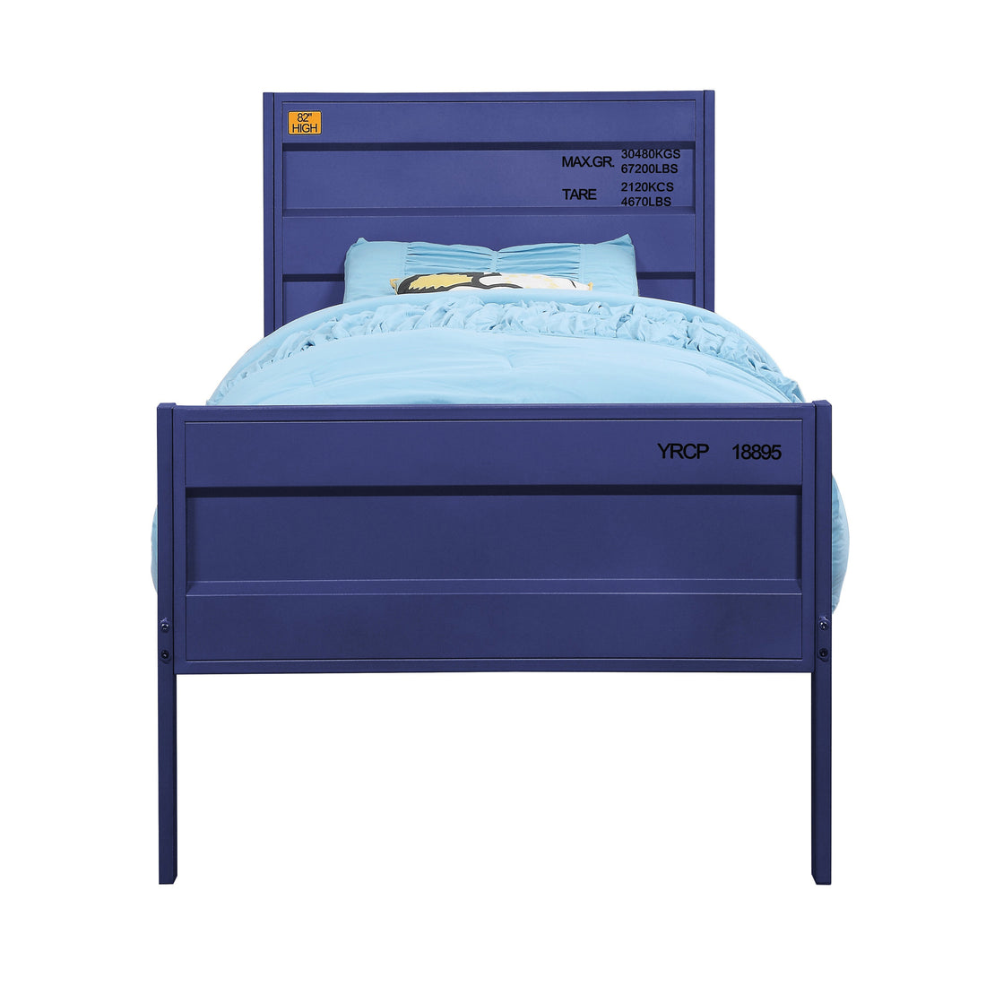 Blue Twin Platform Bed Box Spring Not Required Twin Blue Iron Bedroom Bed Frame Metal