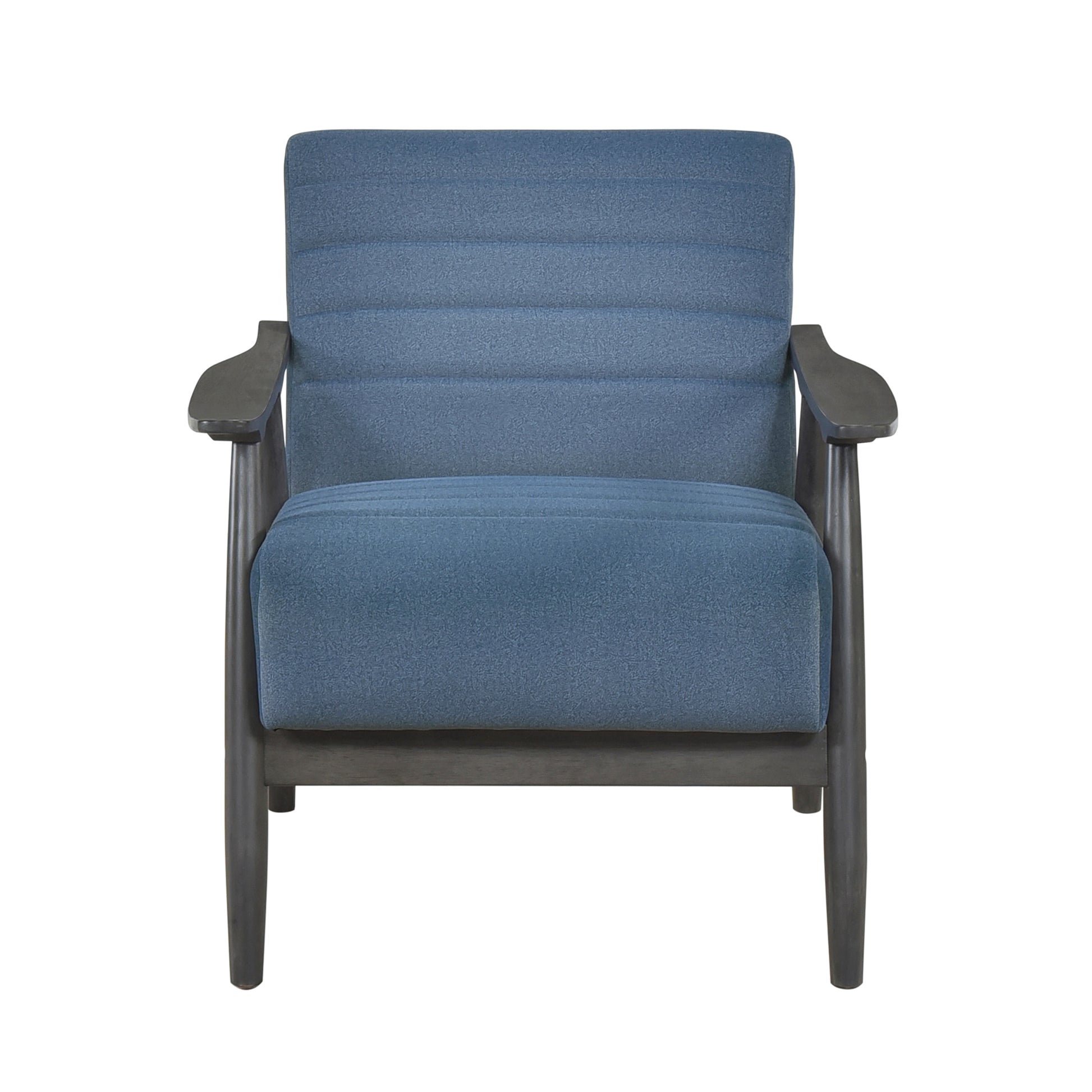 Casual Transitional Accent Chair 1Pc Blue Fabric Upholstery Dark Gray Frame Solid Wood Living Room Furniture Blue Casual,Transitional Solid Wood
