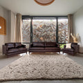 Aspen Brown Top Grain Leather Sofa Brown Wood Leather 3 Seat