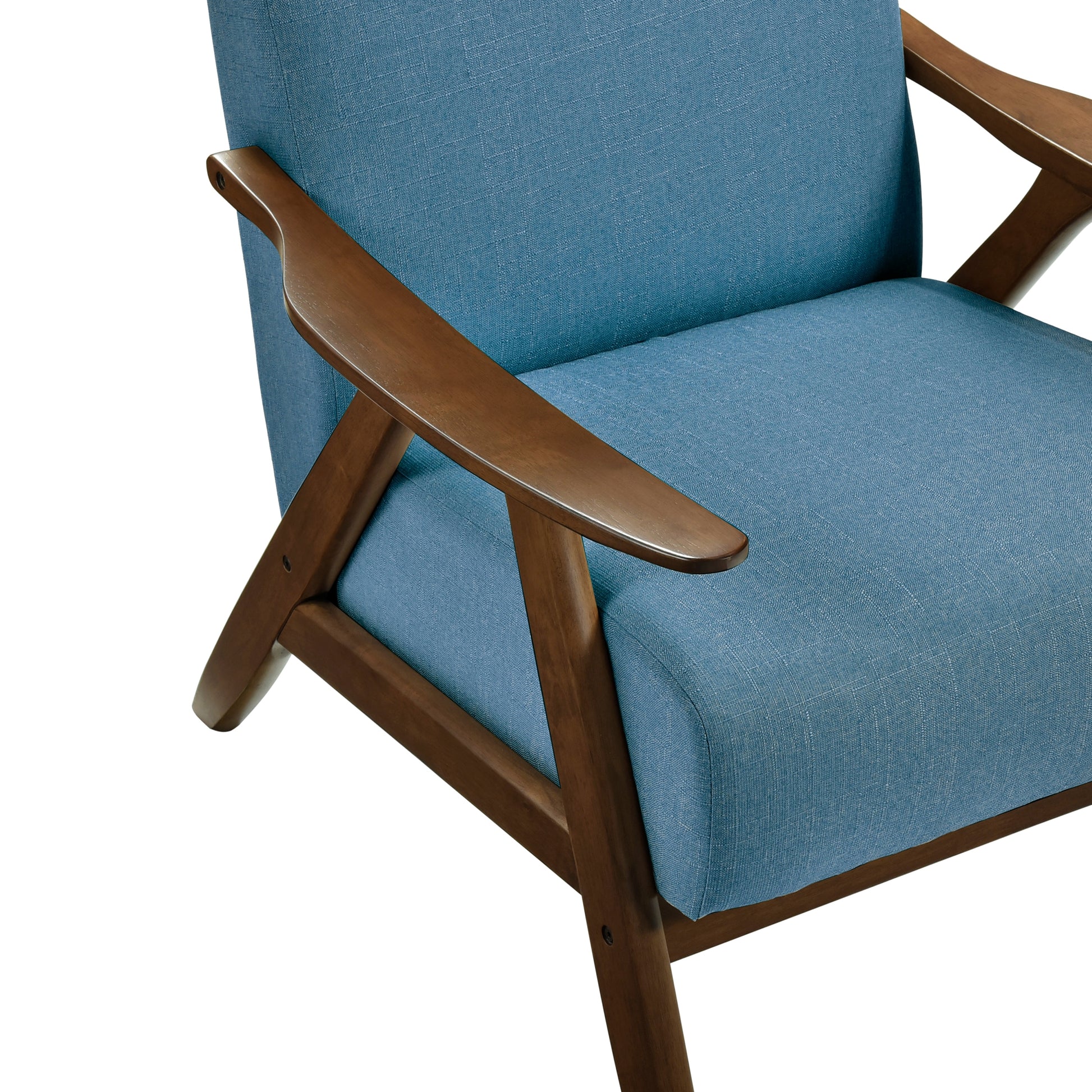 Modern Accent Chair 1Pc Blue High Back Chair Cushion Seat And Back Walnut Finish Solid Wood Living Room Furniture Blue Primary Living Space Modern,Traditional Rubberwood Solid Wood