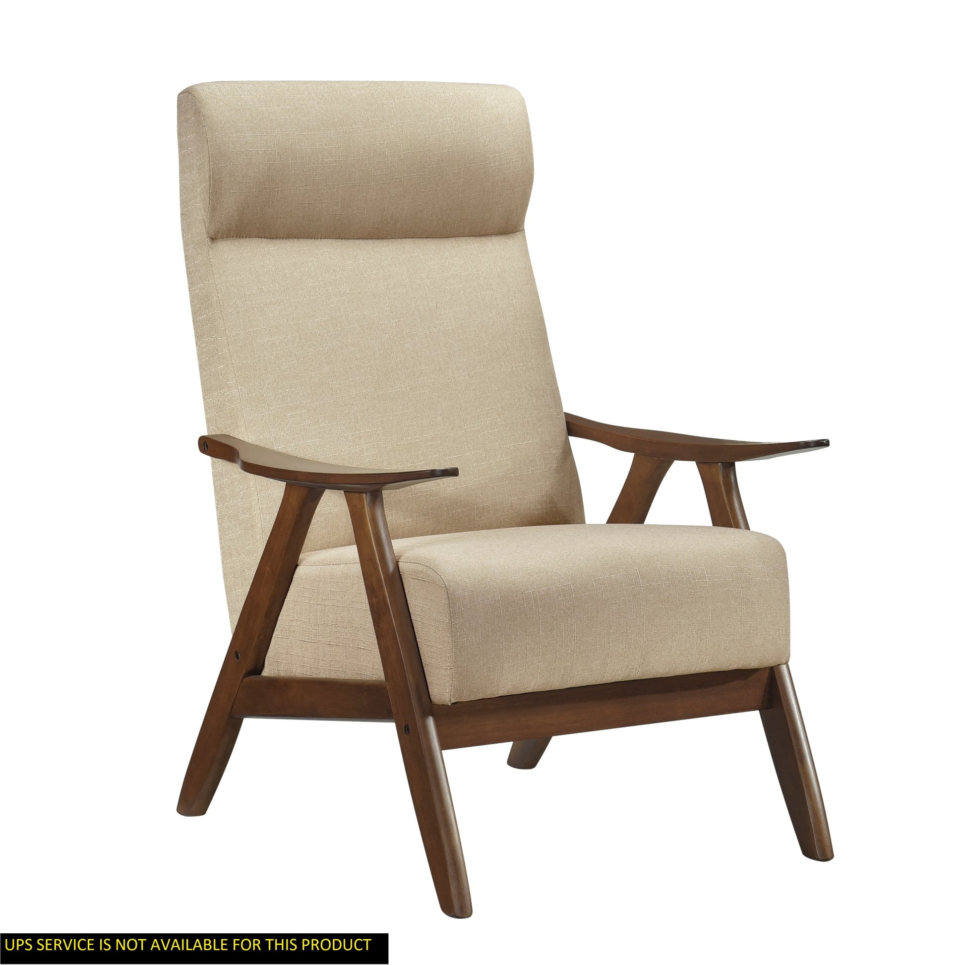 Modern Accent Chair 1Pc Light Brown High Back Chair Cushion Seat And Back Walnut Finish Solid Wood Living Room Furniture Light Brown Primary Living Space Modern,Traditional Rubberwood Solid Wood