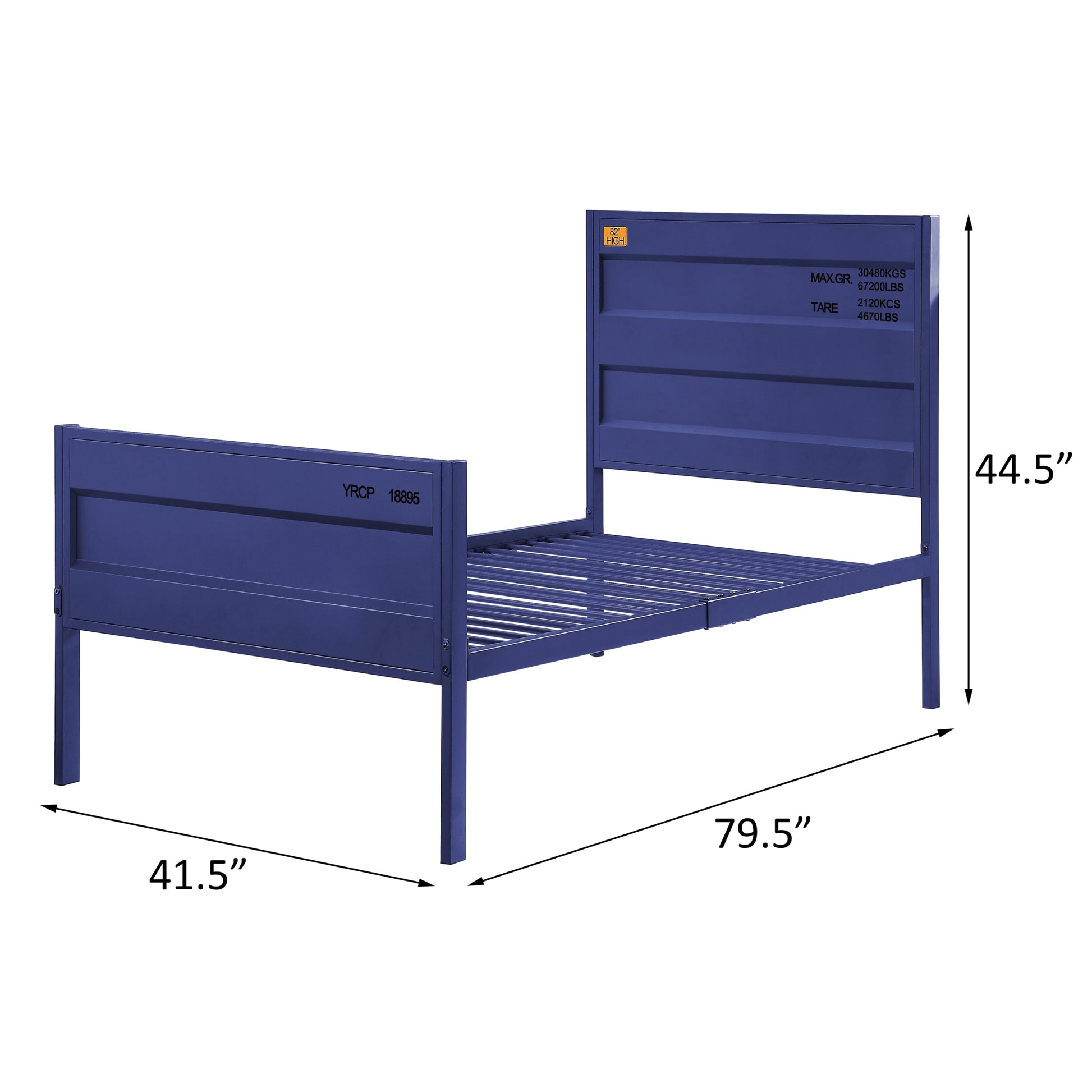 Blue Twin Platform Bed Box Spring Not Required Twin Blue Iron Bedroom Bed Frame Metal