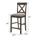 Tan And Weathered Grey Counter Height Stools With Cross Back Set Of 2 Grey Gray Dining Room Rectangular Side Chair Cross Back Set Of 2 Wood