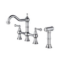 Bridge Dual Handles Kitchen Faucet With Pull Out Side Spray In Chrome Brass