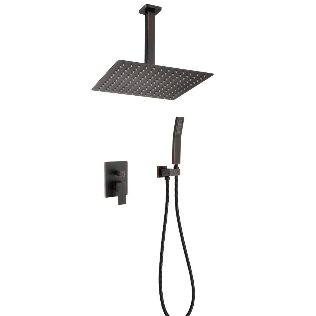 Ceiling Mounted Shower System Combo Set With Handheld And 10"Shower Head Oil Rubbed Bronze Bathroom Brass