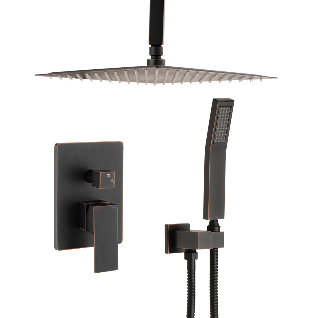 Ceiling Mounted Shower System Combo Set With Handheld And 10"Shower Head Oil Rubbed Bronze Bathroom Brass