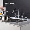 Bridge Dual Handles Kitchen Faucet With Pull Out Side Spray In Chrome Brass