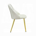 White And Gold Tight Back Side Chairs Set Of 2 Solid White Dining Room Foam Rectangular Glam,Mid Century Modern Side Chair Solid Back Set Of 2 Faux Leather