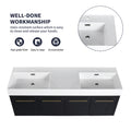 60 Inch Wall Mounted Bathroom Vanity With Sink, Thick Edged Double Resin Sink, Kd Package Black Chestnut 4 Bathroom Wall Mounted Modern Plywood