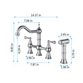 Bridge Dual Handles Kitchen Faucet With Pull Out Side Spray In Chrome Brass