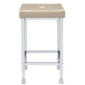 Beige And Chrome Padded Seat Counter Height Stools Set Of 2 Beige Dining Room Square Bar Stools Set Of 2 Velvet