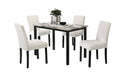 White Color Wool Fabric Chairs Faux Marble Top Table 5Pc Dining Set Kitchen Dinette Cushions Upholstered 4X Chairs Dining Room Upholstered Chair Wood White Solid Back Seats 4 Wood Dining Room Contemporary,Modern,Transitional 4 Leg Rectangular Mdf Dining