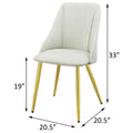 White And Gold Tight Back Side Chairs Set Of 2 Solid White Dining Room Foam Rectangular Glam,Mid Century Modern Side Chair Solid Back Set Of 2 Faux Leather