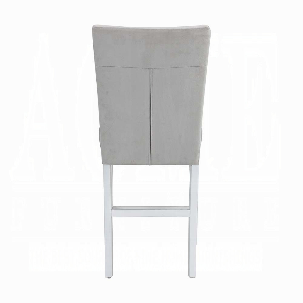 Grey And White Upholstered Counter Height Stools Set Of 2 Solid Grey White Dining Room Foam Rectangular Modern Dining Chairs Solid Back Set Of 2 Wood