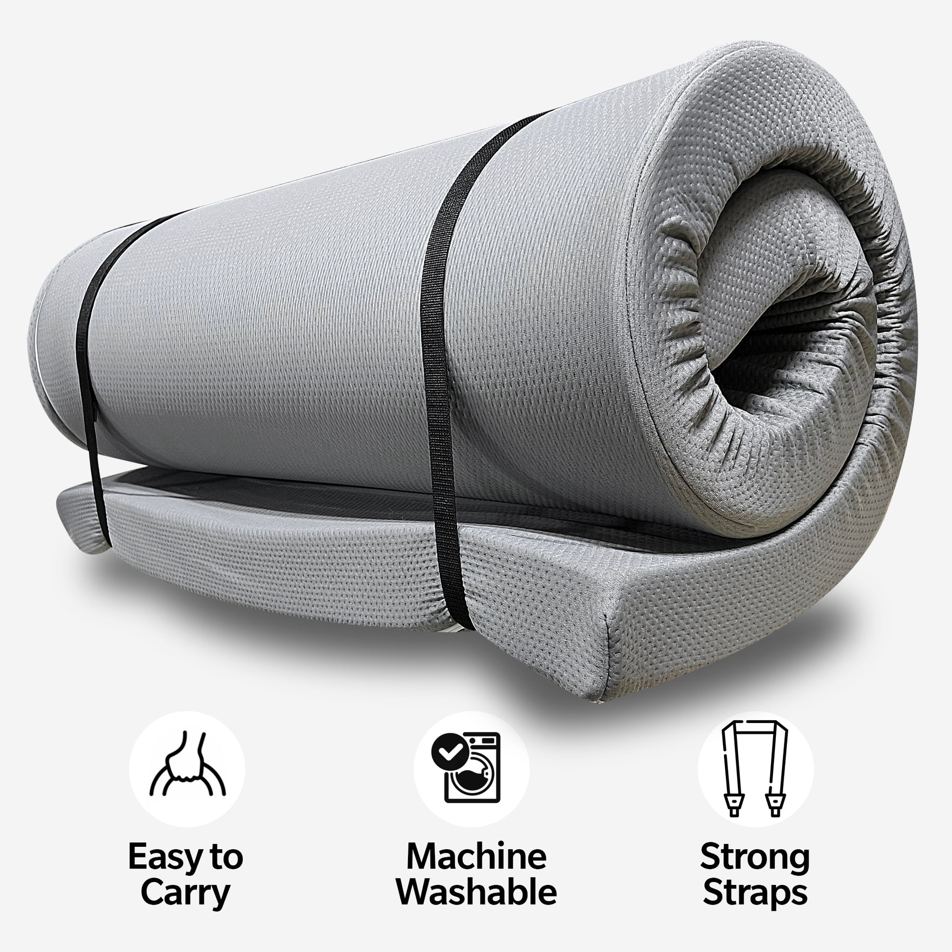 Memory Foam Camping Mattress 75"X30"X4" Perfect For Outdoor Activities, Rvs, Guest Rooms, And Dorms Foldable, Portable, With Water Resistant Zipper Cover, Certipur Us Certified Grey Polyester