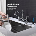 Bridge Dual Handles Kitchen Faucet With Pull Out Side Spray In Chrome Brass
