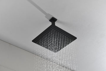 16 Inch Square Rain Shower Head Matte Black 304 Stainless Steel Showerhead Matte Black Bathroom Stainless Steel