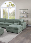 Sage Color 8Pc Modular Sectional Set Corduroy Upholstery Couch 3X Corner Wedge, 3X Armless Chairs 2X Ottomans Living Room Furniture Sage Primary Living Space Cushion Back Contemporary,Modern Modular Rubberwood Corduroy 8 Seat