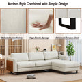 Sofa The Best Choice Products Upholstered Sectional Sofa For Families, Apartments, Dormitories, Award Rooms, Compact Space With Chaise Longue, 3 Seats, L Shaped Design, Off White Cream White Linen Dining Room Medium Soft Metal & Wood 3 Seat